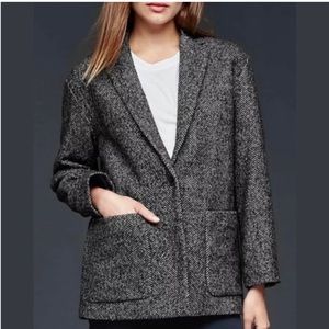 GAP Gray Herringbone Pea Coat Blazer